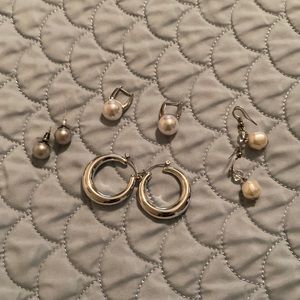 Earrings. Silver tone assortment